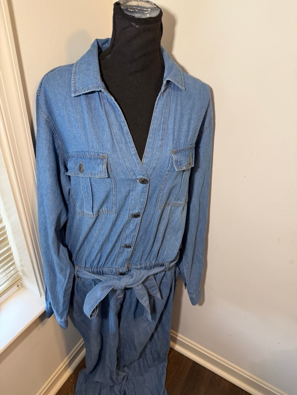 Ashley Stewart Light Blue Denim Jumpsuit